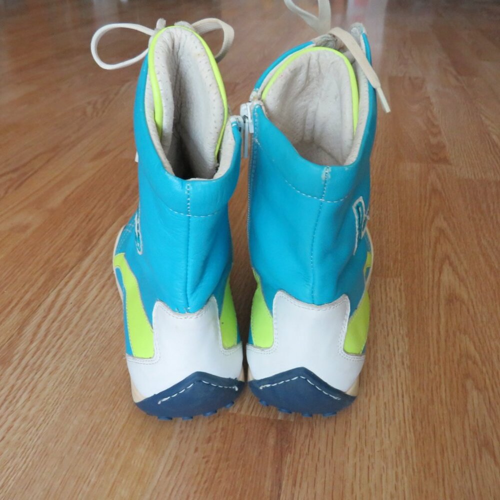 Byblos 616 Blue Leather Karate Boxing Women’s Lace Zipper Italy Unisex Shoes 37 - Picture 4 of 11